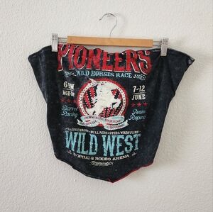 Forever 21 Plus Pioneers Wild West Festival Bandana Rhinestone Cropped Top 1X